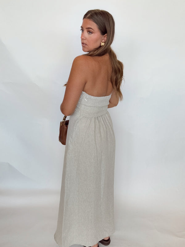 Oatmeal Linen Dress | Restock