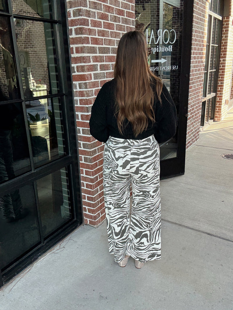 Zebra Print Straight Pant