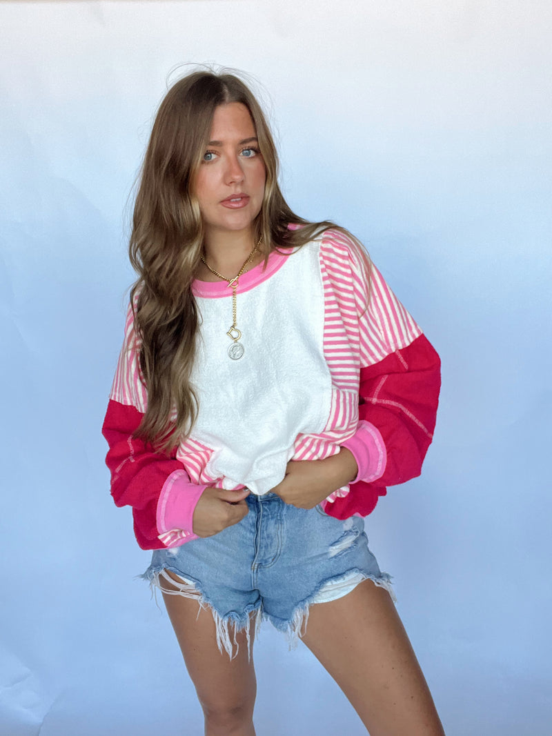 Pink Barbie Striped Sweatshirt