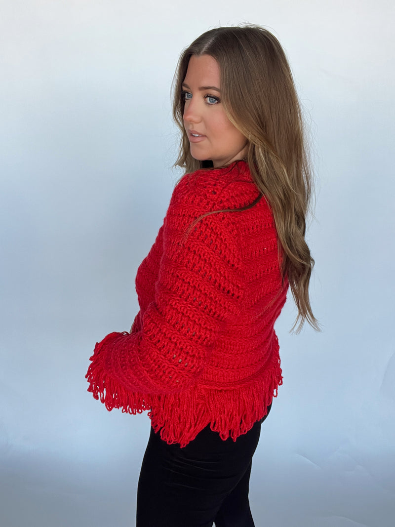 Red Fringe Sweater