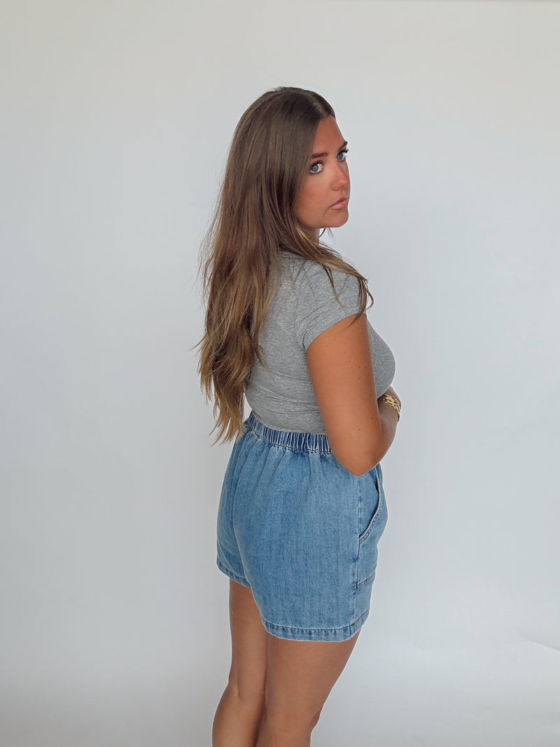 Denim Tie Shorts