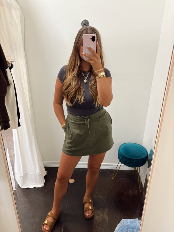 Green Cotton Mini Skirt
