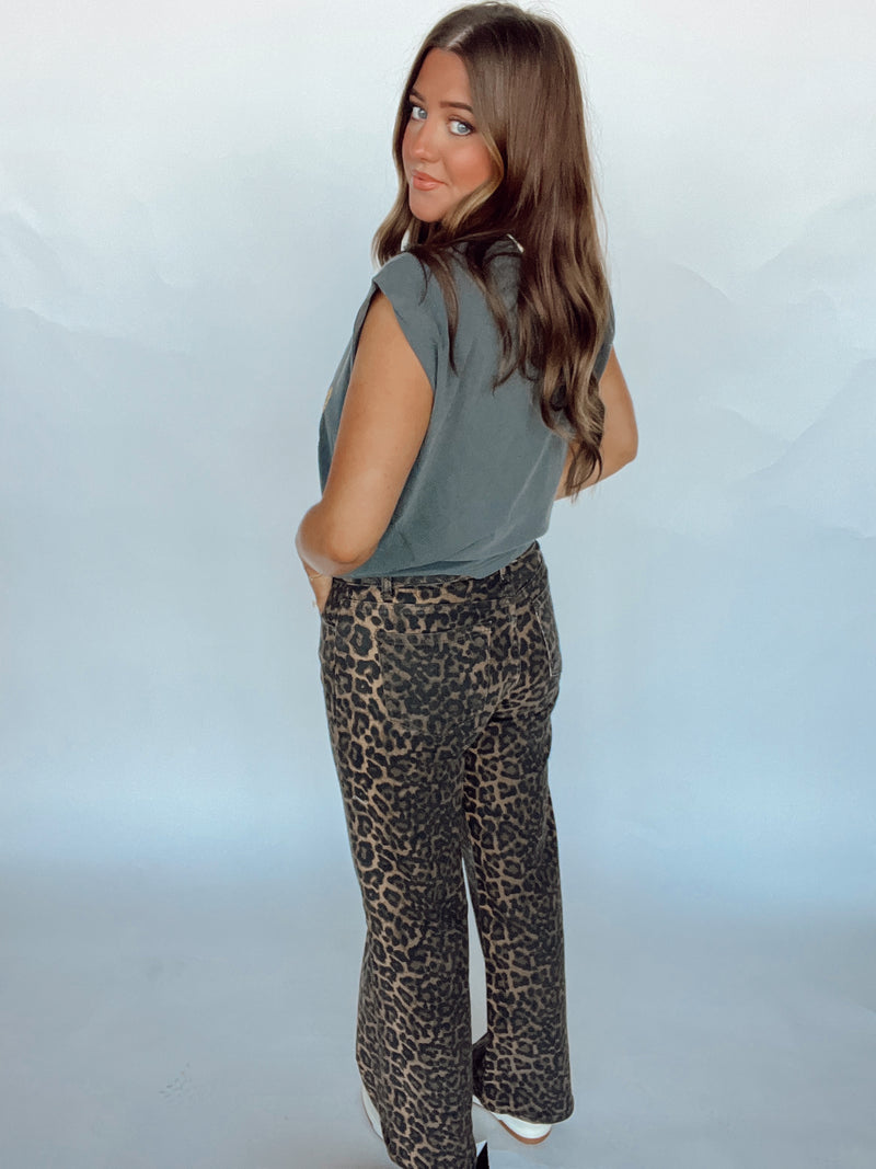 Leopard Print Denim Pant