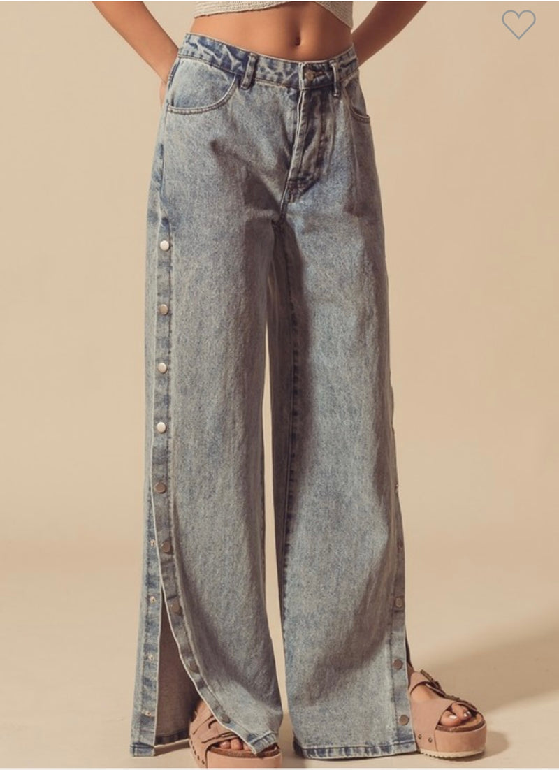 Snap Button Denim Pant