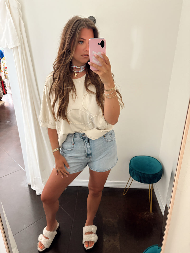 Natural Flower Patched Top