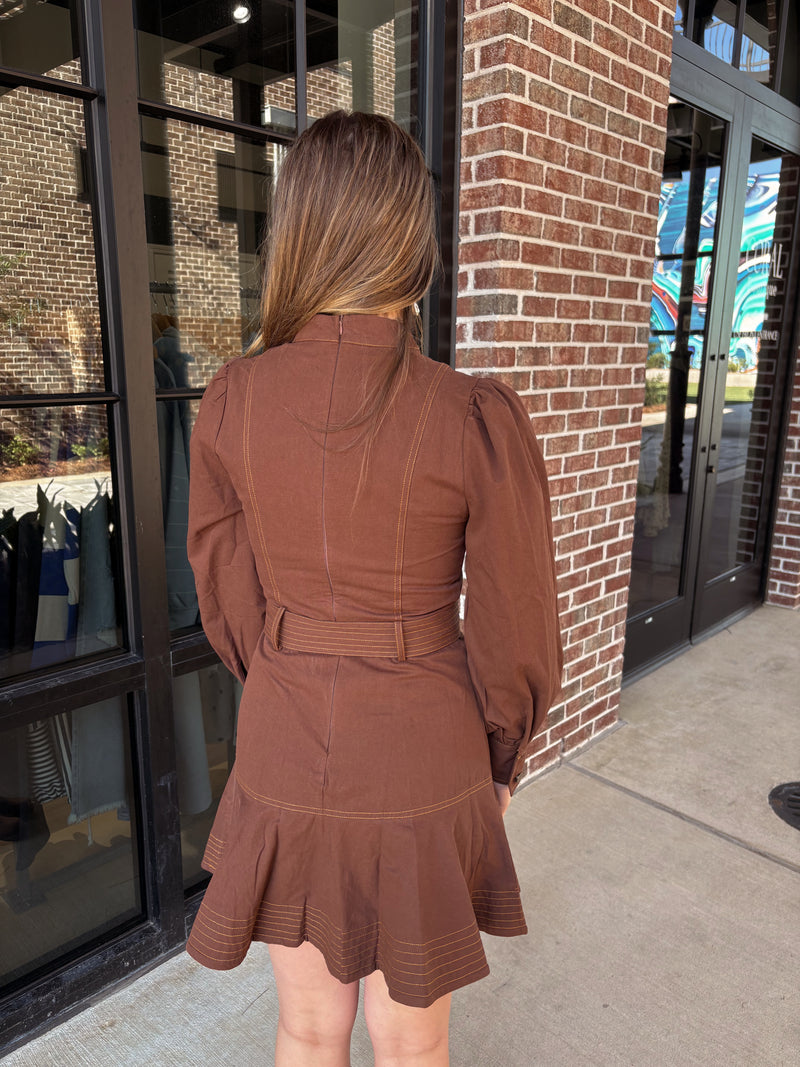 Brown Ruffle Dress