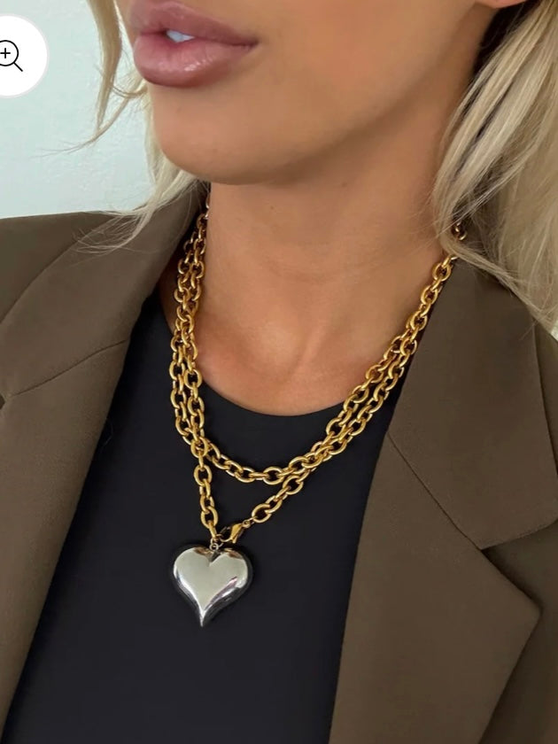 Two Toned Wrap Heart Necklace