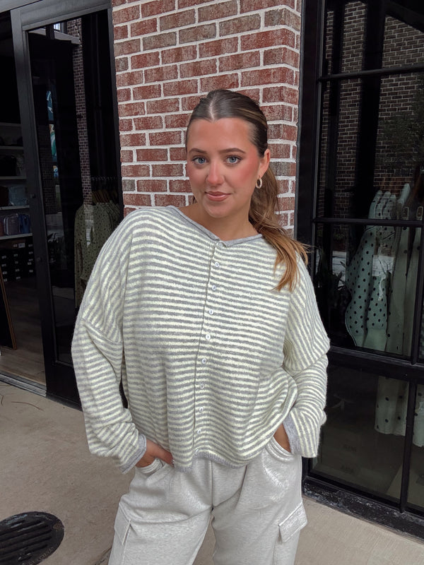 Callie Striped Cardigan | Muted Yellow