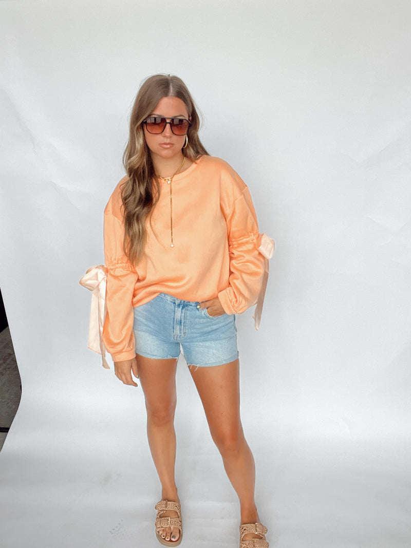 Apricot Bow Sweatshirt