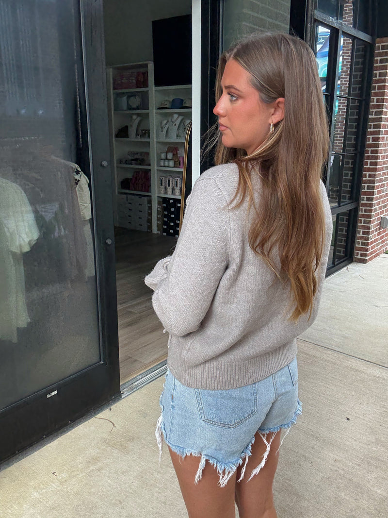 Grey Bow Cardigan