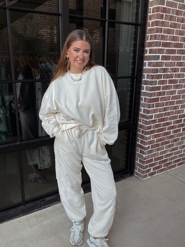Star Cream Sweat Set