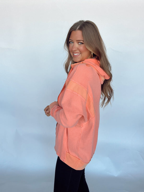 Peach Waffle Knit Jacket