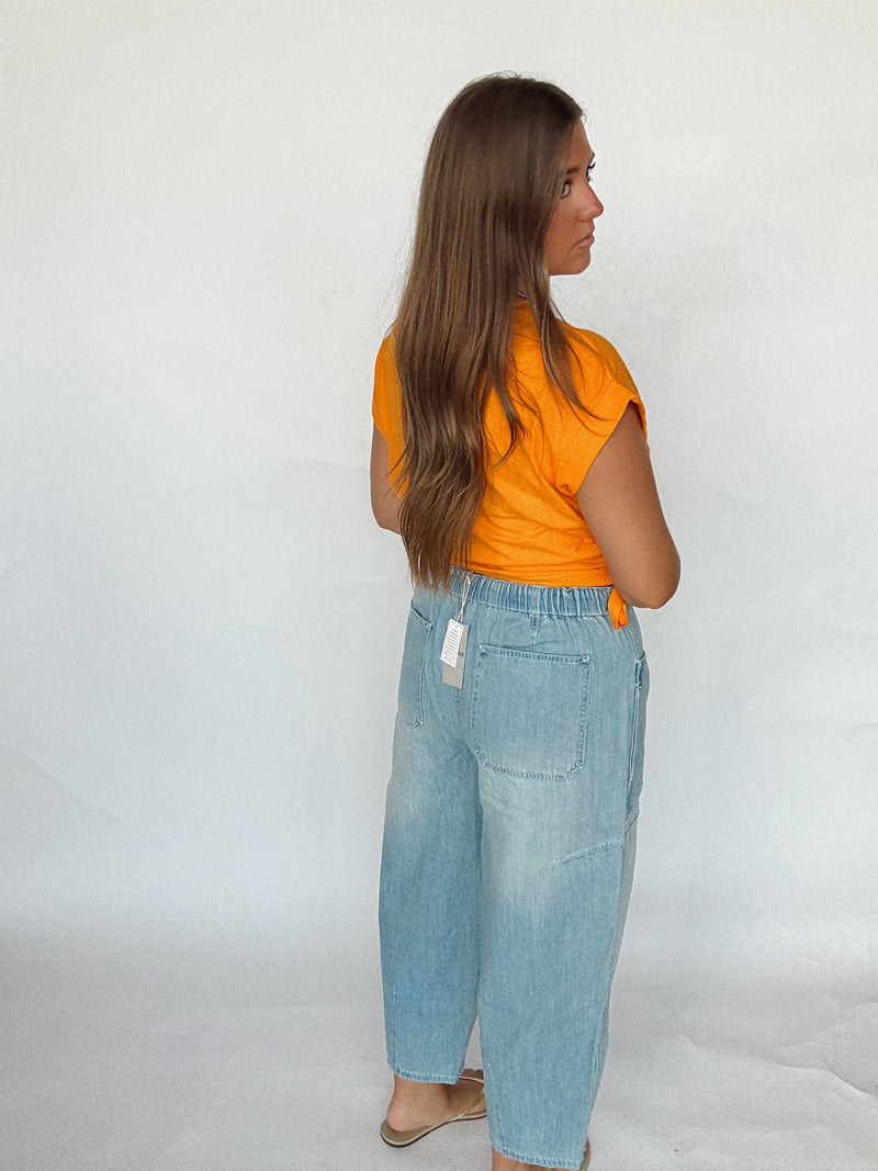 Denim Tie Barrel Pant