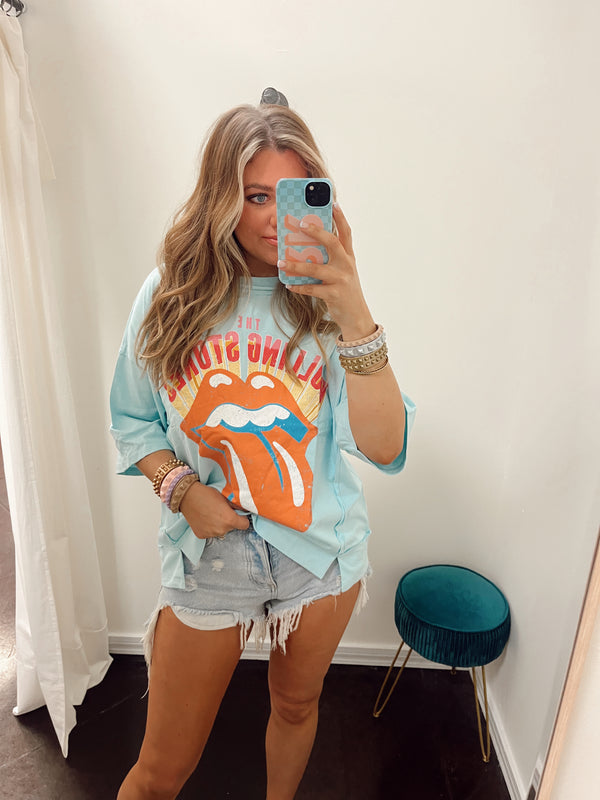 Blue Rolling Stone tee
