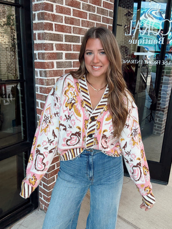Floral Coral Cardigan