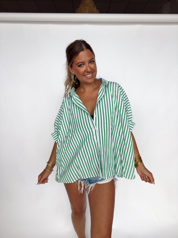 Oversized Button Up | GREEN