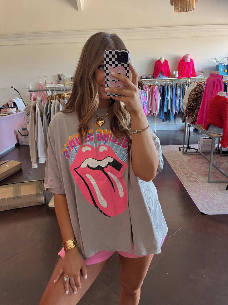 Grey Rolling Stone Tee