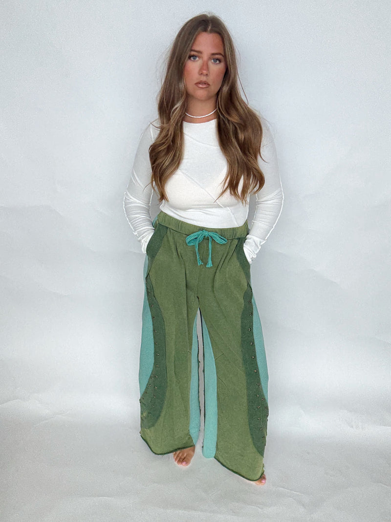 Green Colorblock Pant