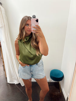 Olive Silk Tank