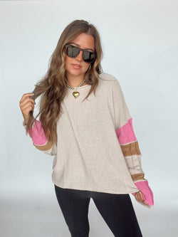 Taupe/Punch Sweater