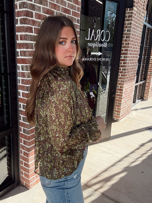 Brown Sage Flutter Top