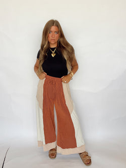 Rust/Nude Ribbed Pant