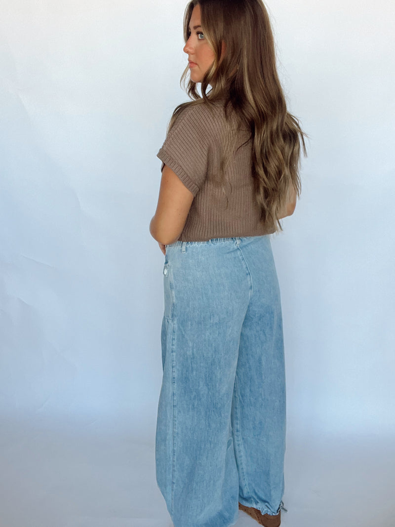 Denim Pleated Pant