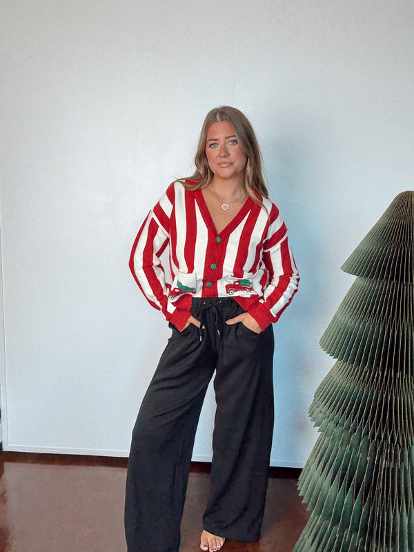 Red Striped Truck Cardi