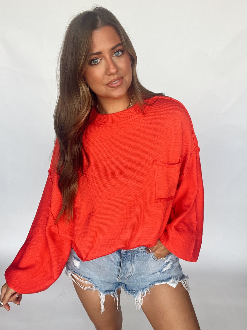 Candy Apple Rolled Hem Sweater