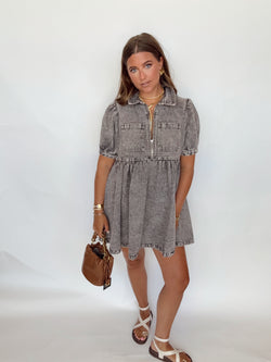 Charcoal Babydoll Dress