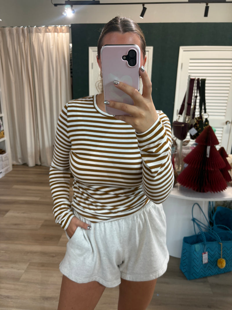 Brown Striped Layering Top