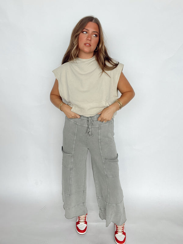 Ash Grey Flowy Pant