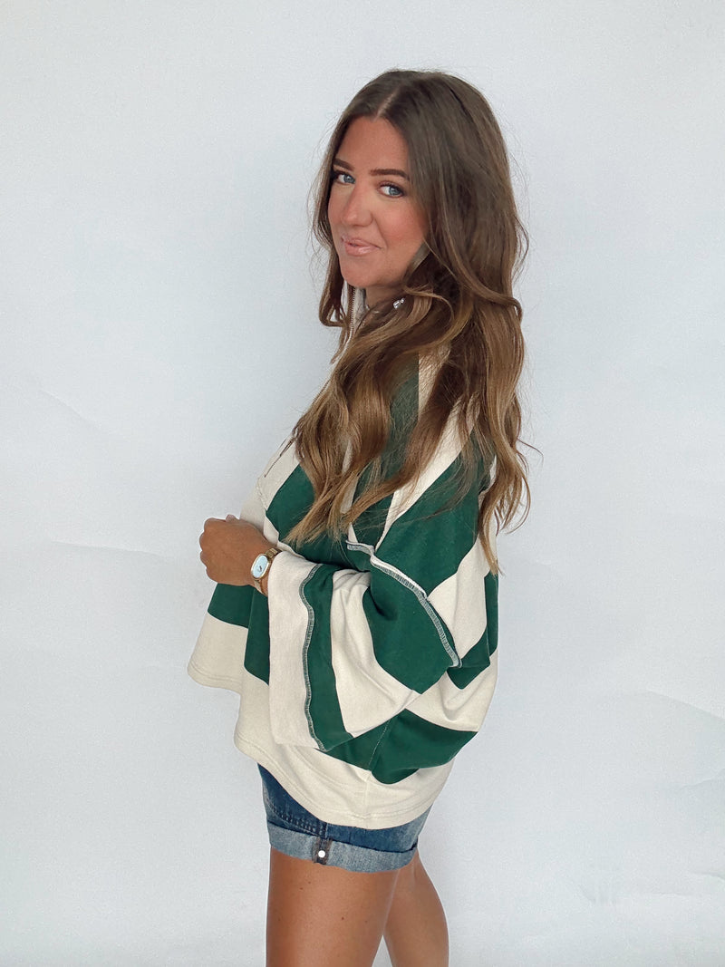 Bold Striped Half Zip