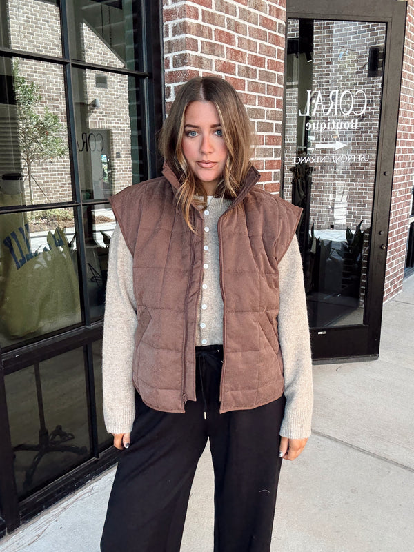 Espresso Brown Quilted Vest