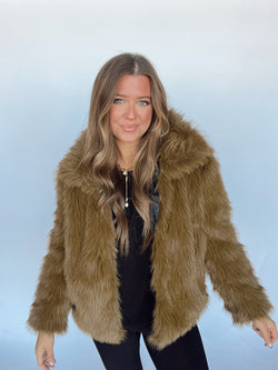 Olive Faux Fur Coat