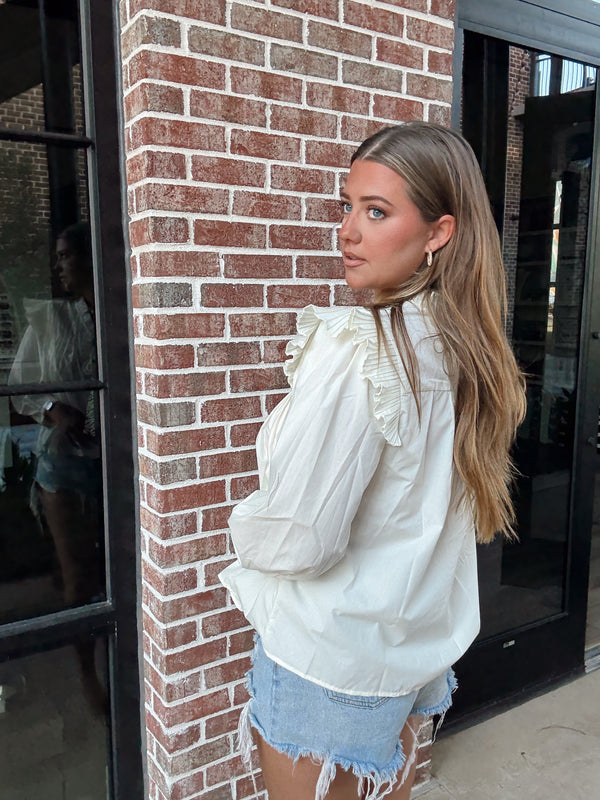 Cream Ruffle Taylor Top