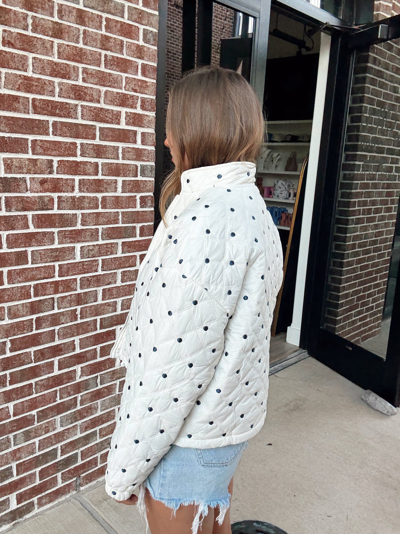 Navy Polka Dot Puffer