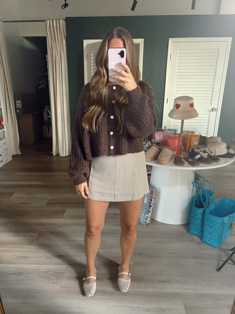 Chestnut Fuzzy Cardigan