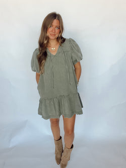 Olive Babydoll Dress