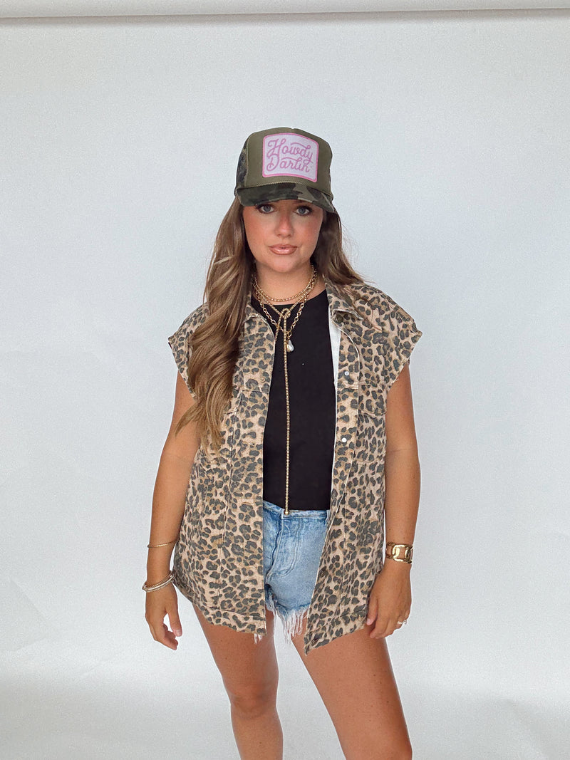 Leopard Denim Vest