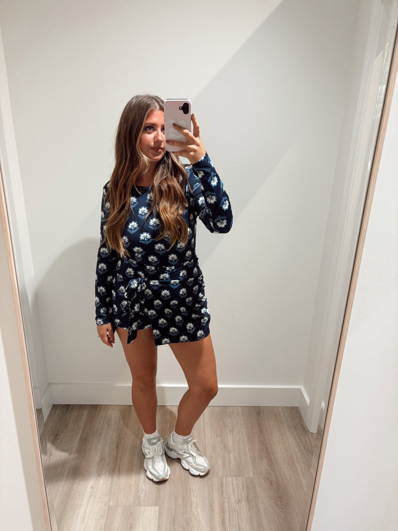 Navy Scalloped Tennis Dress