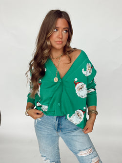 Green Santa Cardigan