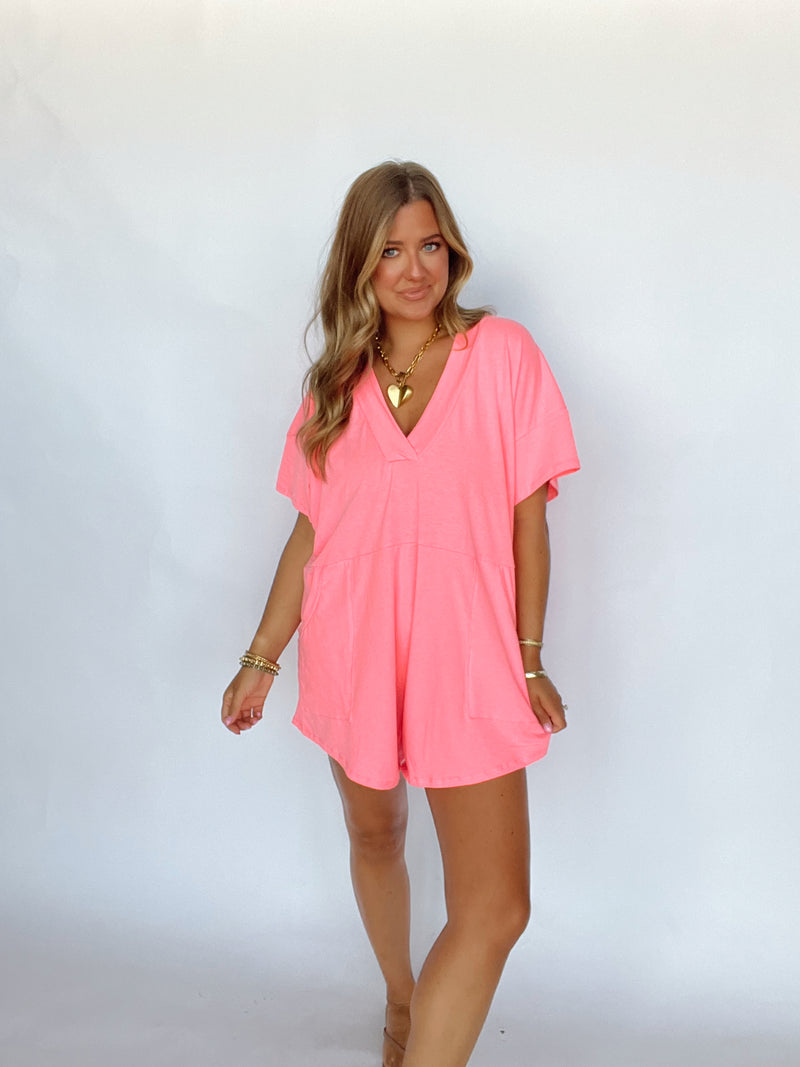 Neon Pink T Shirt Romper