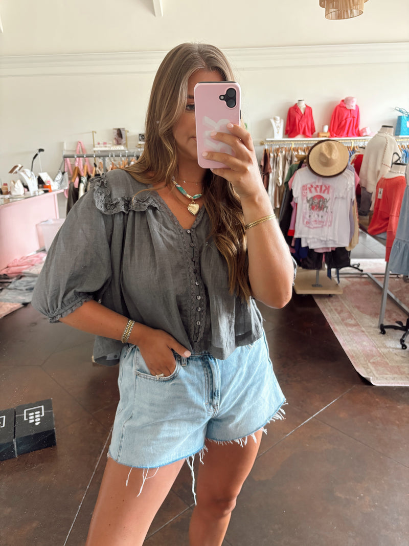 Lace Picnic Top| Charcoal