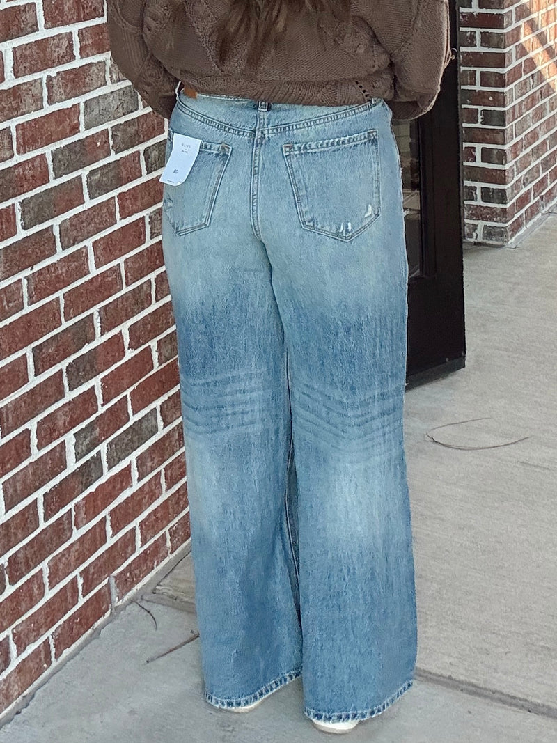 Wide Leg Distressed Denim