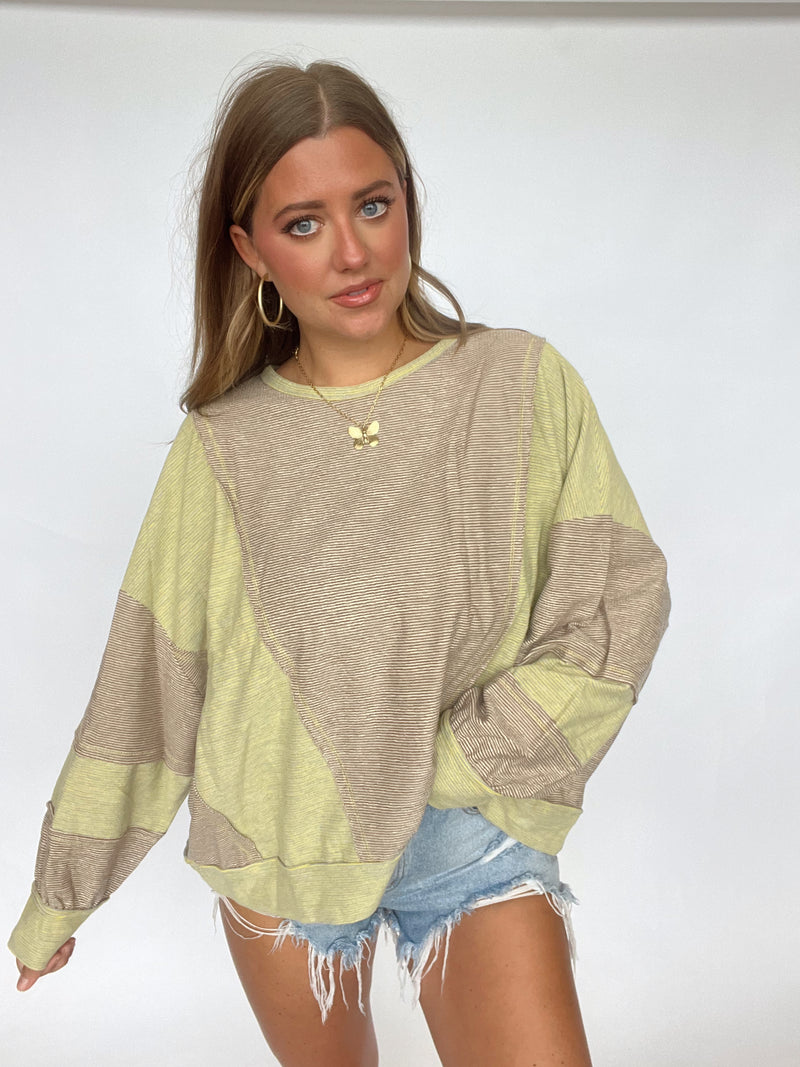 Mocha Lemon Striped Top