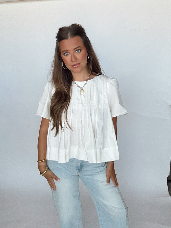 Pleated White Top