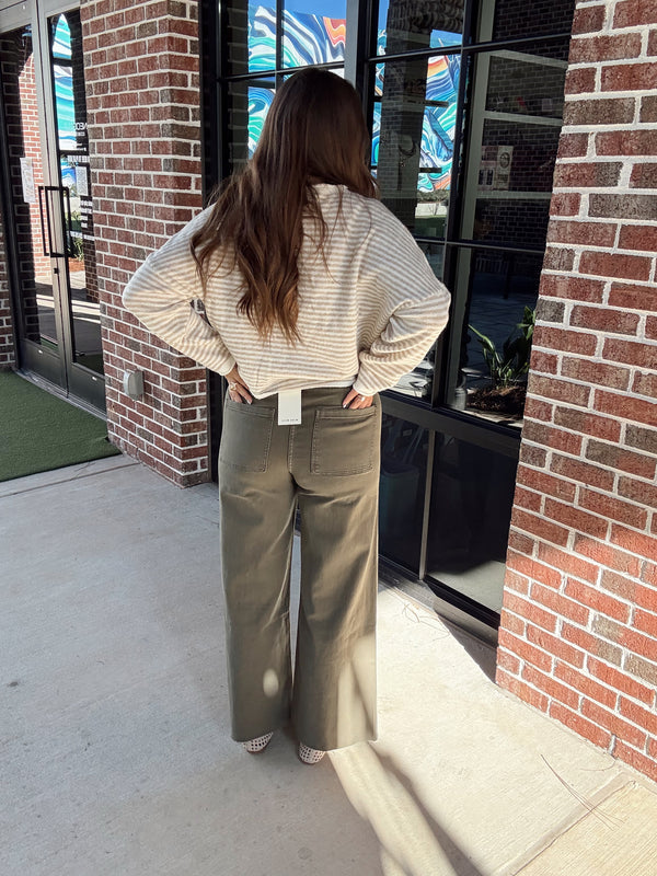 Olive Denim Straight Pant