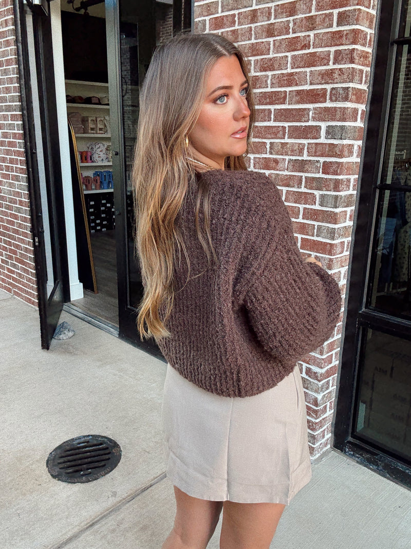 Chestnut Fuzzy Cardigan