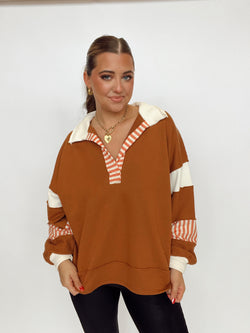 Colorblock Collared Top | CAMEL